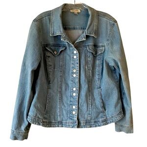 Dressbarn Jean Jacket, Sz. L, Light Wash, Snap Closures, Dressy Style